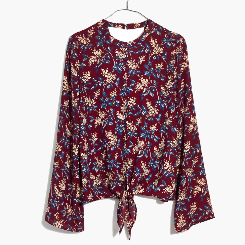 Madewell bell sleeve tie blouse